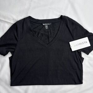 Athleta XS Small Black Breezy Scoop‎ V Tee NEW! #404783